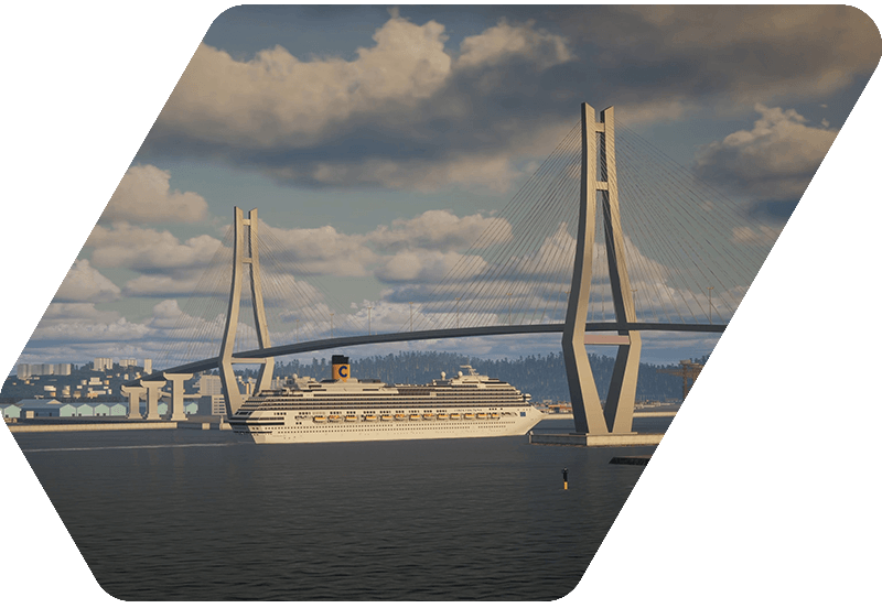 simulation image of a cruise ship