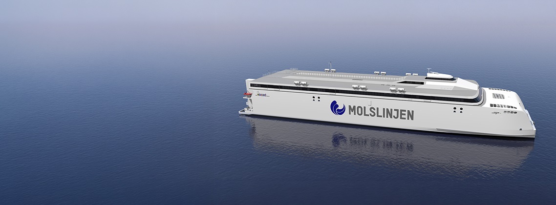 3D illustration of Molslinjen ferry