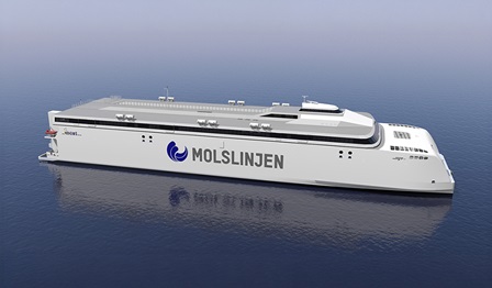 3D illustration of Molslinjen ferry