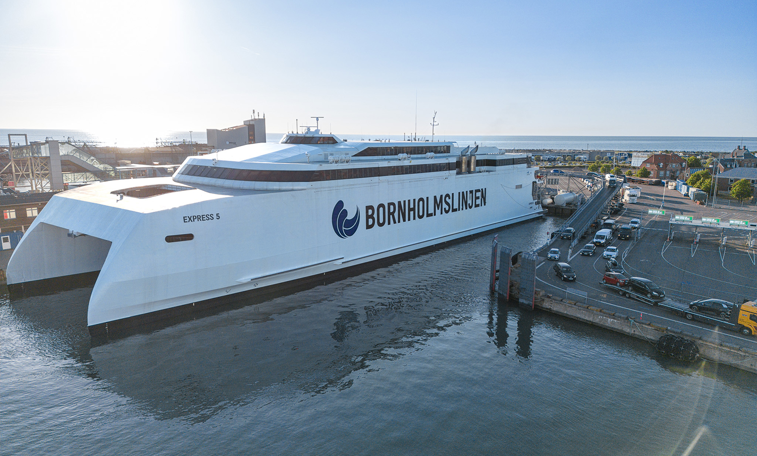 Molslinjen high-speed ferry Express 5 at the harbour