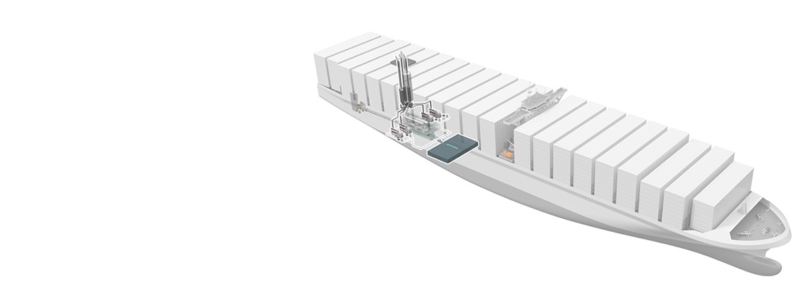 3D rendering Container ship W32 Methanol setup