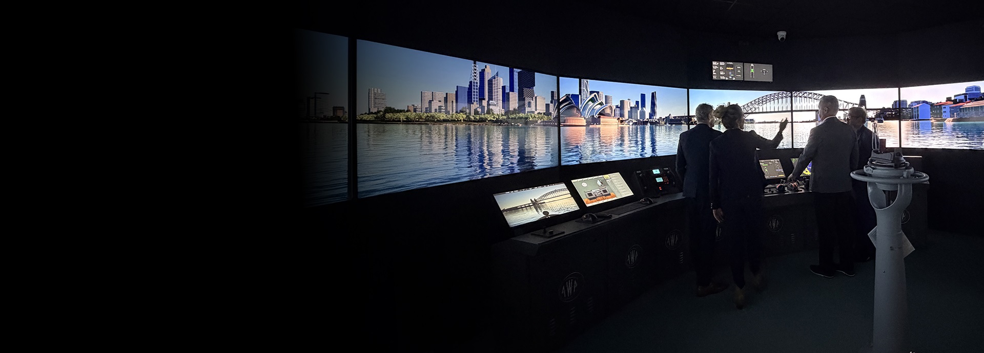 group of people at the TAFE NSW Maritime simulation training center
