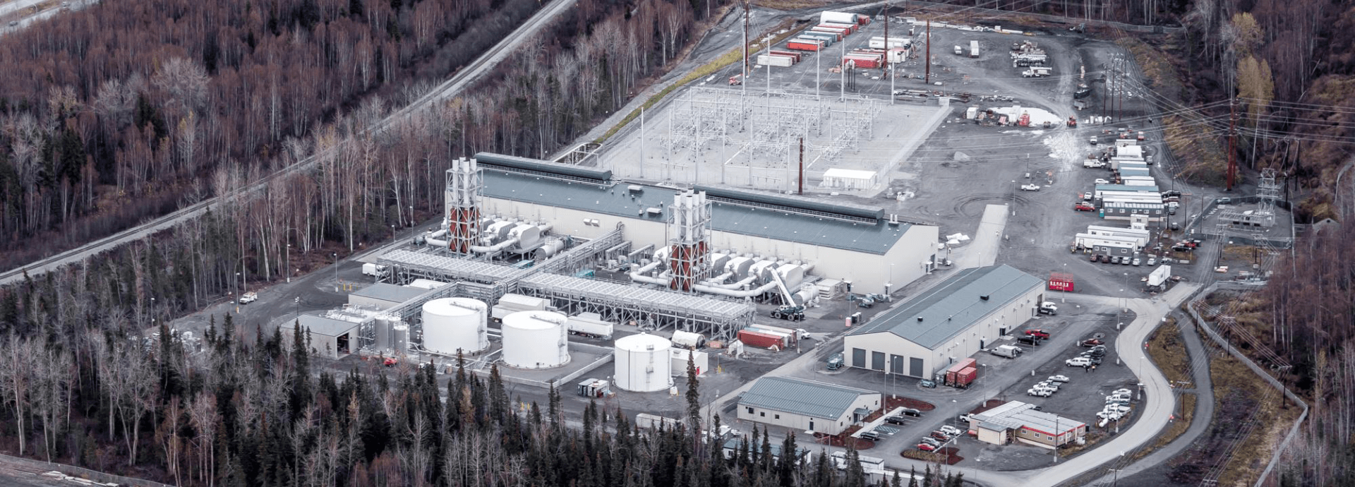 Aerial shot of a power plant