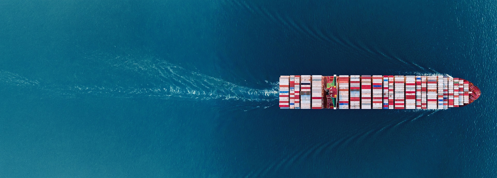 Container ship from a bird's-eye view