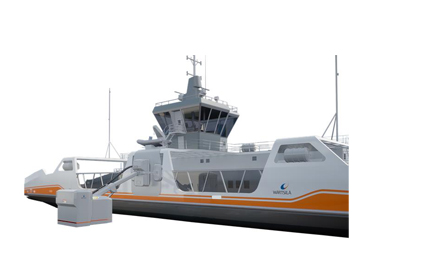 3D illustration of a ship with electric charging system