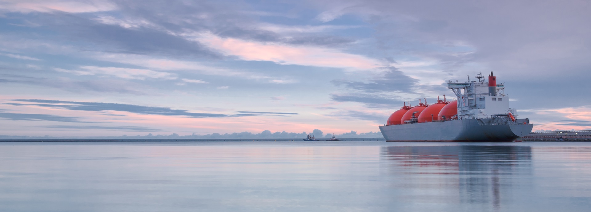 LNG carrier Arctic Discoverer at the harbor at dawn
