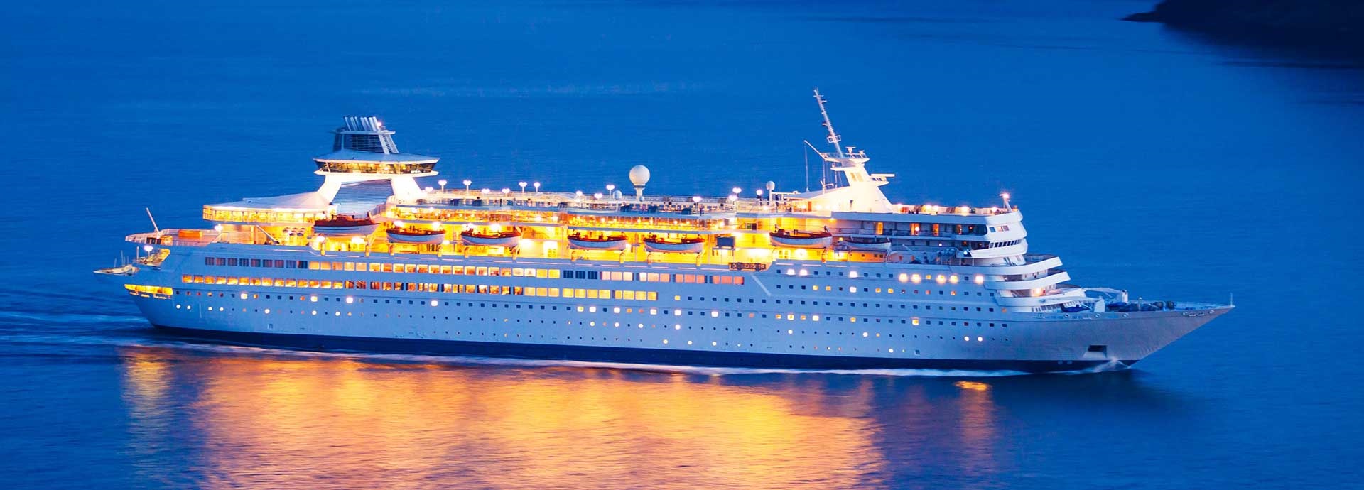 Cruise ship at sunset