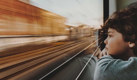 Boy on train