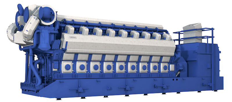 Fig. 4 - Some of the larger engine designs, such as this Wärtsilä 50SG or other Wärtsilä designs, are equipped with oil and water pumps are driven directly by the engine shaft.