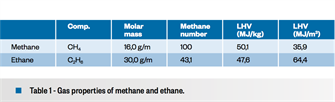 Table 1 - Gas properties of methane and ethane.