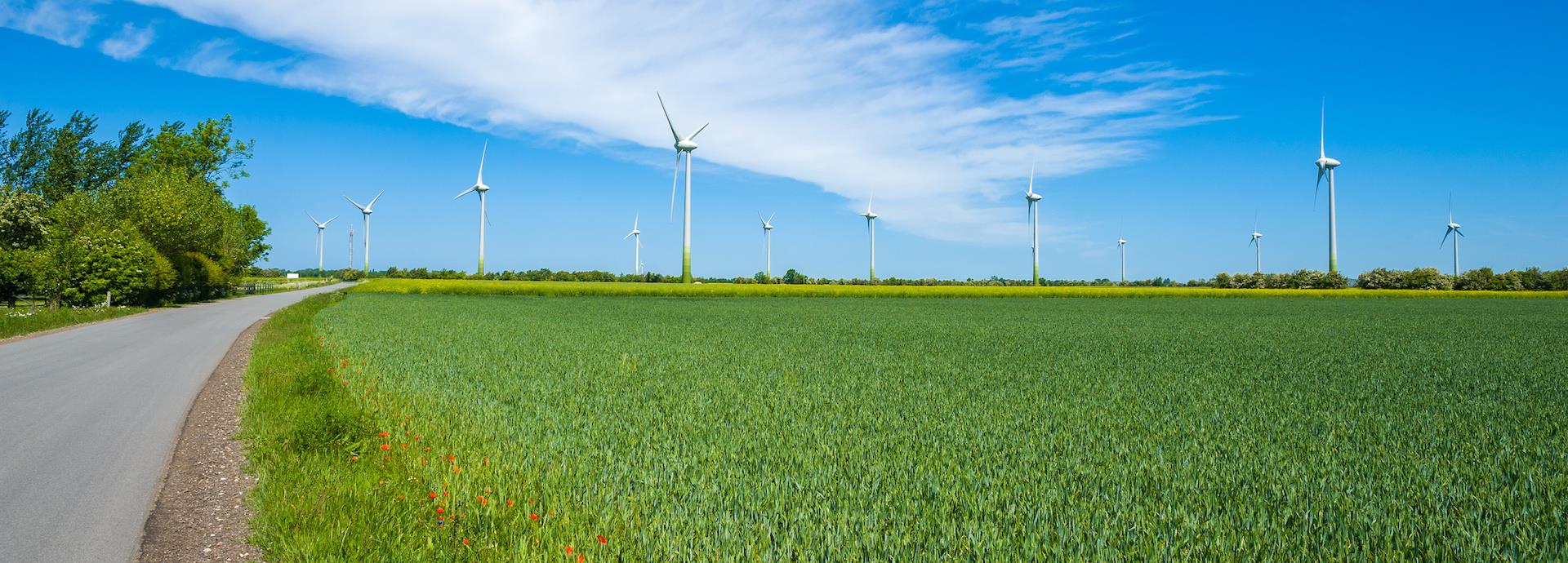 Wind turbines in a field in Europe