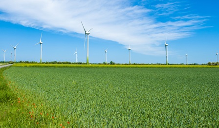 Wind turbines in a field in Europe