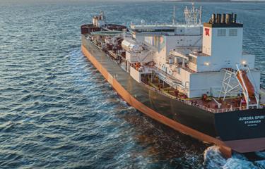 The Aurora Spirit, a new e-shuttle tanker, sets sail.