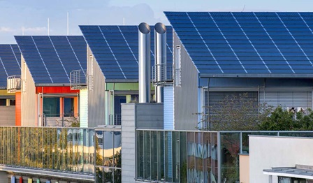 Details of the Sunship ( Sonnenschiff ) in Freiburg, Germany