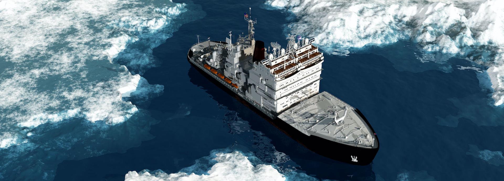 Icebreaker in an icy sea