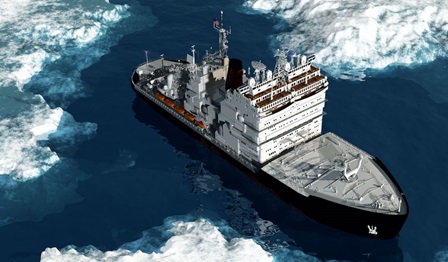 Icebreaker in an icy sea