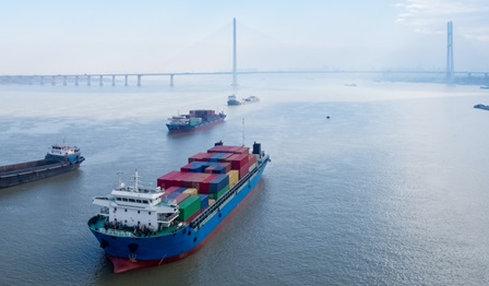 Ships arriving at port in Taiwan