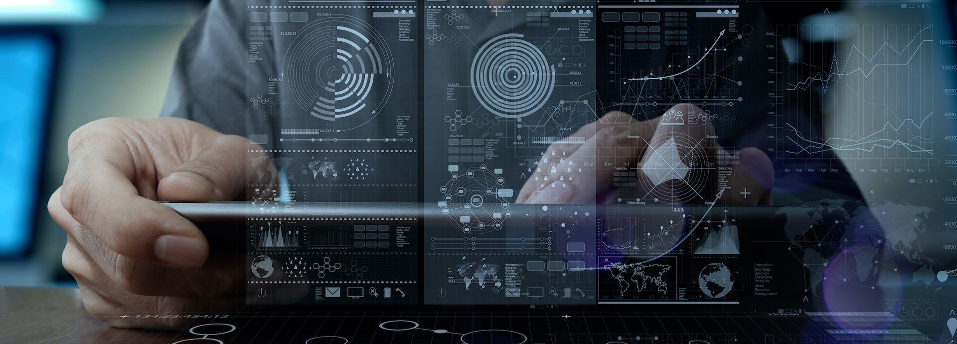 Hands with tablet and digital images