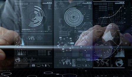 Hands with tablet and digital images