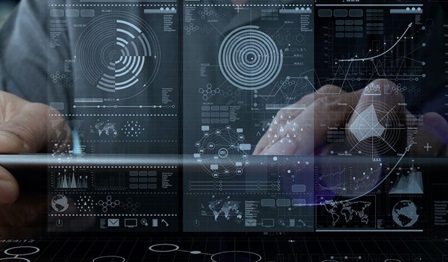 Hands with tablet and digital images