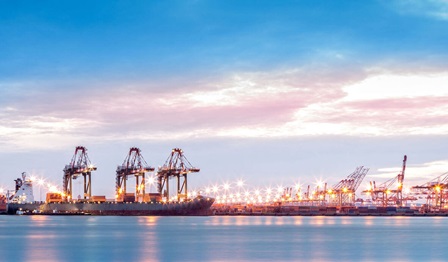 Harbor at sunset