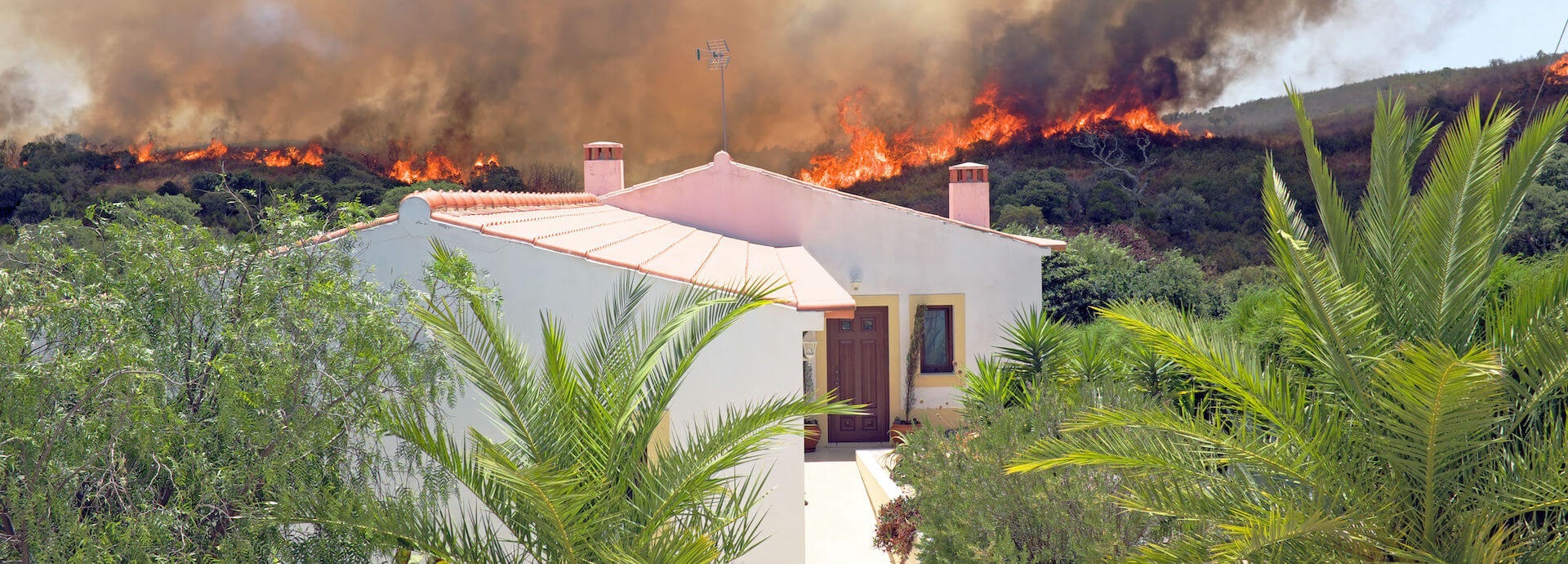 Houses threatened by wildfire in portugal